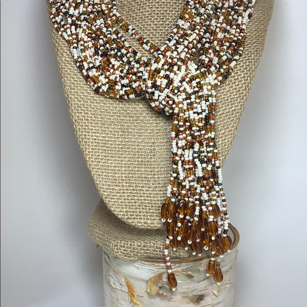 Torsade seed bead scarf necklace